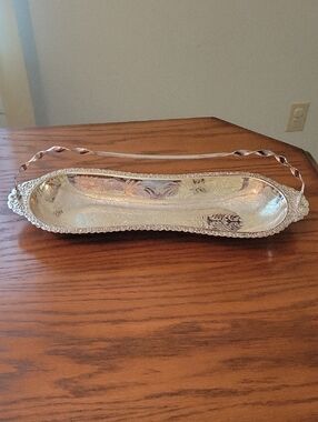 Silver Plated Scalloped Edge Serving Tray With Handle